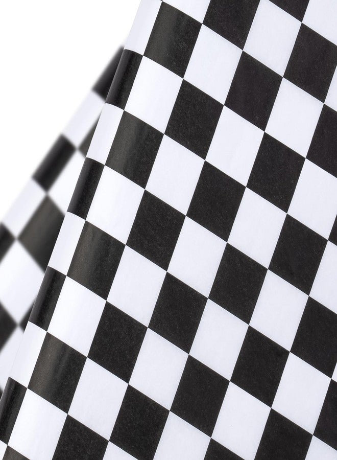 WRAPAHOLIC Checkered Tissue Paper - 60 Sheets 14 x 20 Inch Black and White Race Car Tissue Paper Bulk for Birthday Baby Shower Wedding Art Craft Party Favor Decoration - Image 2